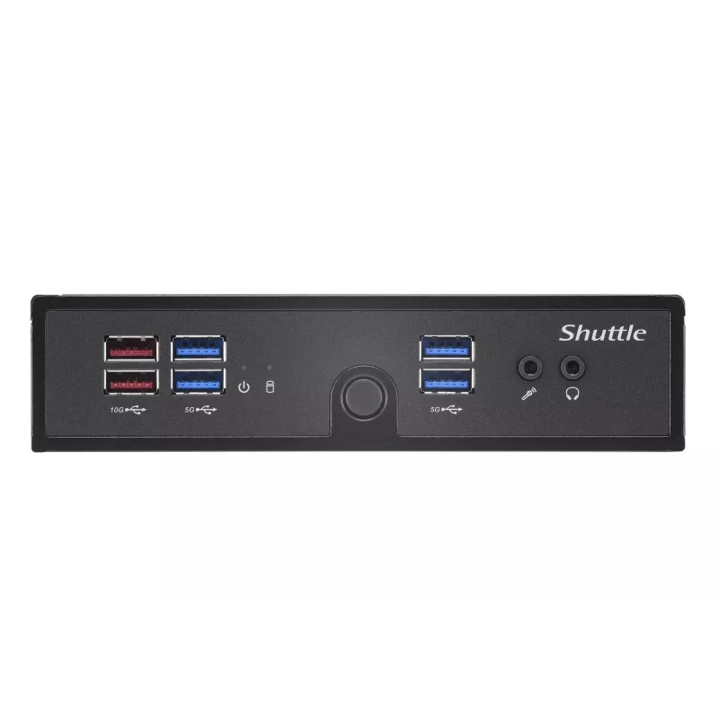 Shuttle XPC barebone fino DS50U, Intel Celeron 7305, 2x LAN (1x 2.5Gbit, 1x 1Gbit), 1x COM, 1x HDMI, 1x DP, 1x VGA, sem ventoinha, funcionamento contínuo 24/7