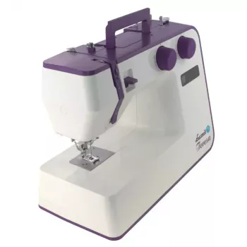 Máquina de costura Lucznik Teresa portátil leve – modelo Teresa, máquina de costura doméstica elétrica, funções básicas de pontos, branco-violeta