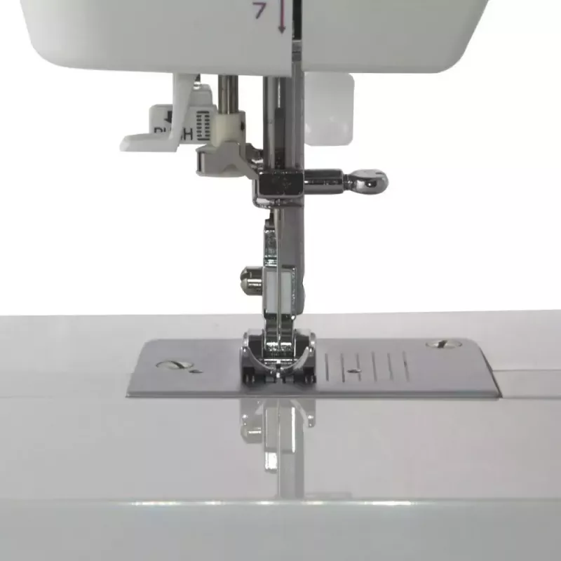 Máquina de costura Lucznik Teresa portátil leve – modelo Teresa, máquina de costura doméstica elétrica, funções básicas de pontos, branco-violeta