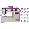 Máquina de costura Lucznik Teresa portátil leve – modelo Teresa, máquina de costura doméstica elétrica, funções básicas de pontos, branco-violeta