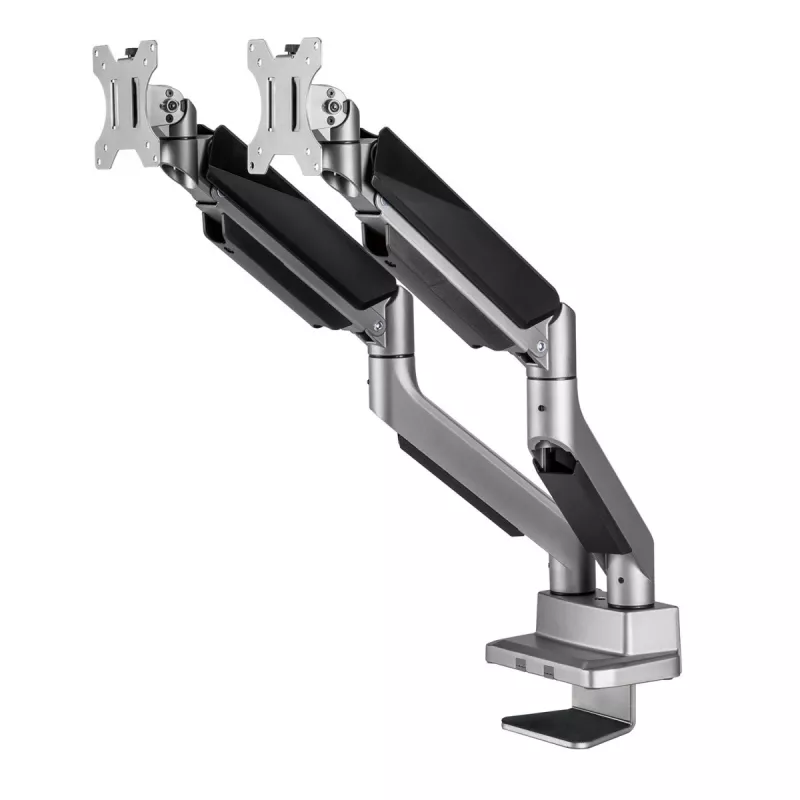Suporte de secretária universal Ergo Office para dois monitores, braço a gás 17-35 15kg, VESA 75x75 / 100x100, ER-446