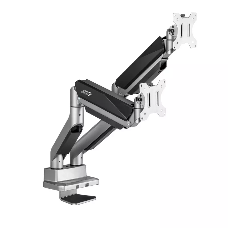 Suporte de secretária universal Ergo Office para dois monitores, braço a gás 17-35 15kg, VESA 75x75 / 100x100, ER-446