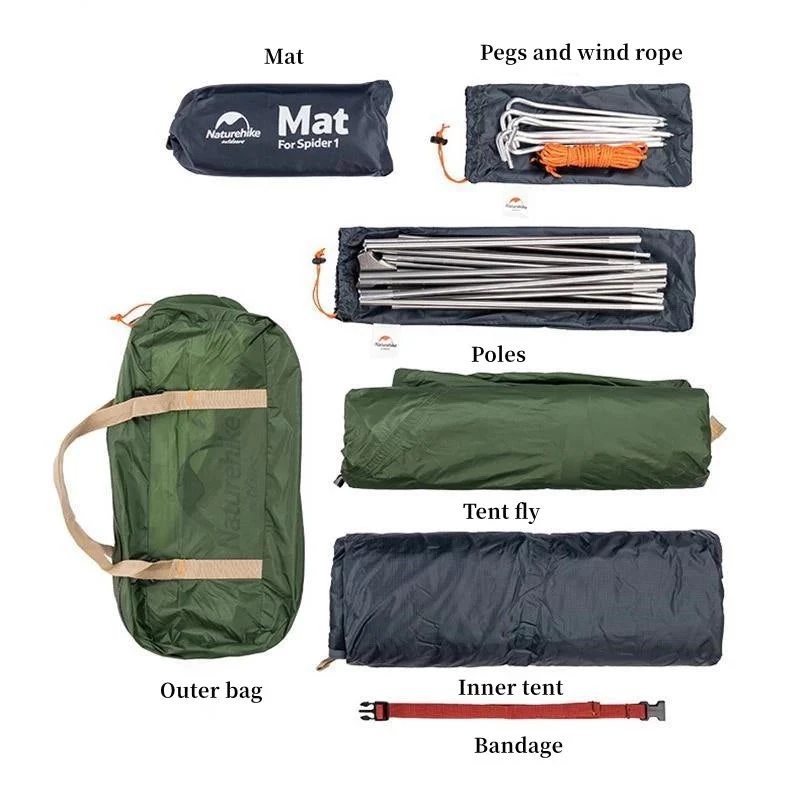 Tenda de ciclismo ultraleve 1 nh18a095-d-forest verde NATUREHIKE