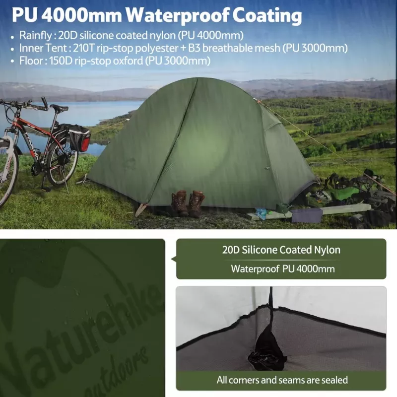 Tenda de ciclismo ultraleve 1 nh18a095-d-forest verde NATUREHIKE