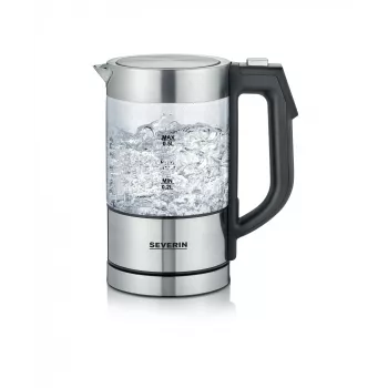 Chaleira elétrica SEVERIN WK3458, 0,5 L, 1100 W, Vidro e aço inoxidável, 5 definições de temperatura, sem fios
