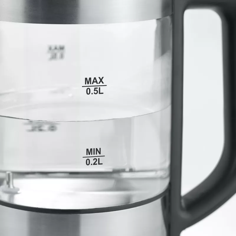 Chaleira elétrica SEVERIN WK3458, 0,5 L, 1100 W, Vidro e aço inoxidável, 5 definições de temperatura, sem fios