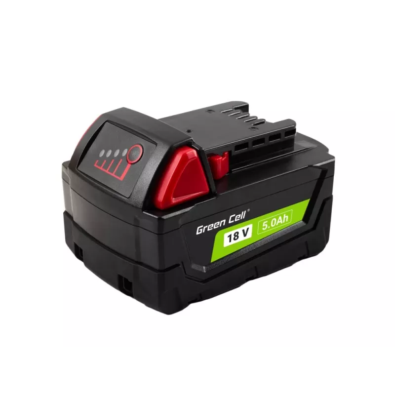 Bateria Green Cell PTML18V5 Li-Ion 18 V 5 Ah para ferramentas sem fios, dimensões 8 × 11,9 × 7,5 cm