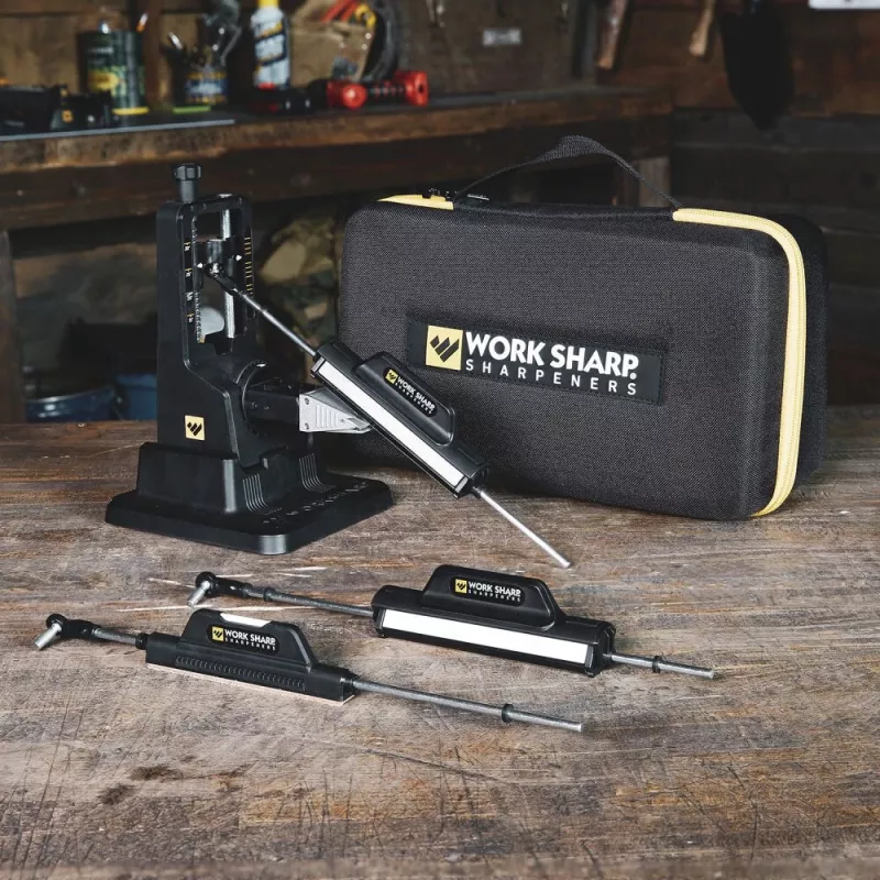 Afia-facas de puxar Work Sharp Precision Adjust Elite 09DX066 — ângulo ajustável, pedras de diamante, acabamento em pele, caixa de nylon