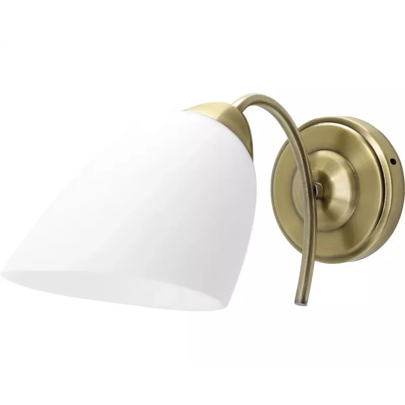 Candeeiro de parede ActiveJet NIKITA Patyna E27 casquilho único, corpo em metal, IP20, 220–240 V, 60 W, vidro branco