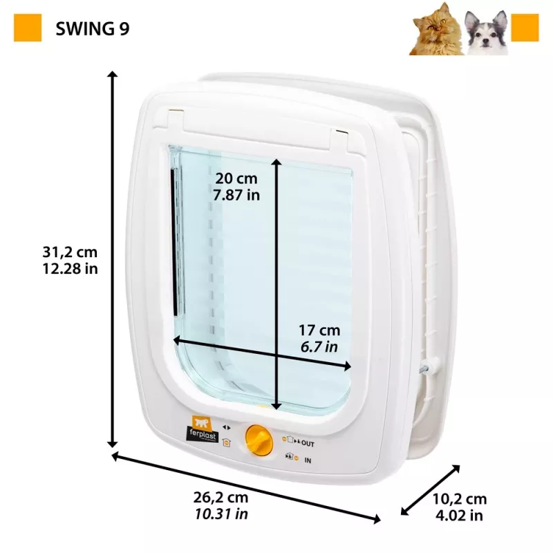 FERPLAST Swing 9 - porta para cães de porte médio e gatos grandes, branca