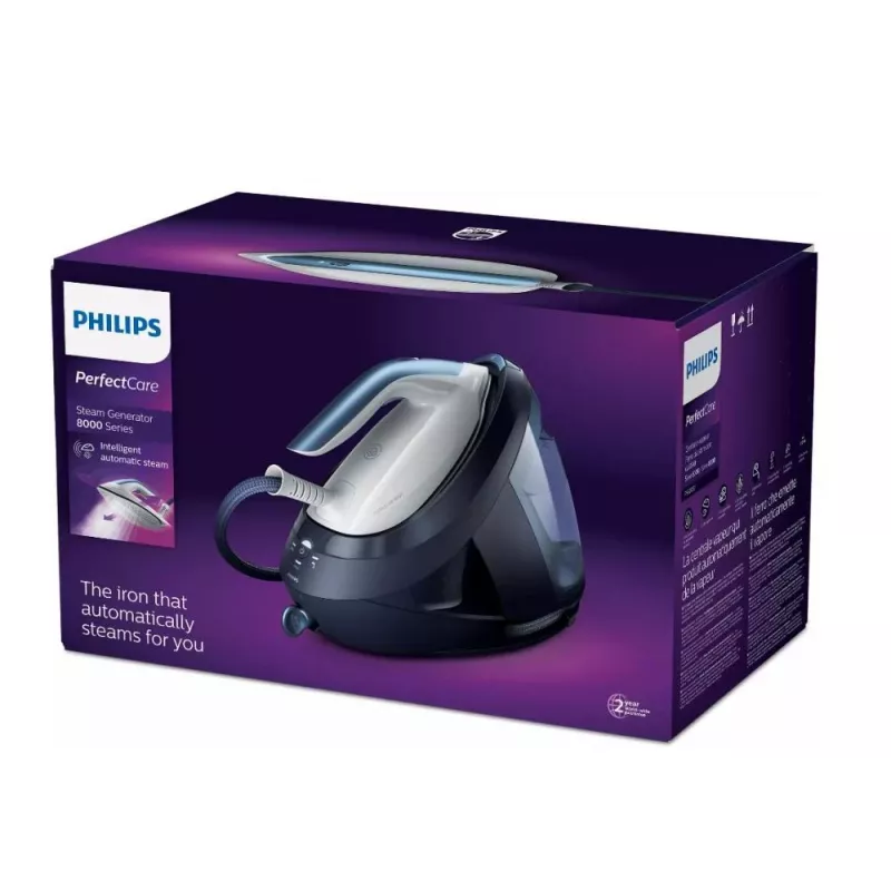 Central de engomar a vapor Philips PSG8030/20 – 2700 W, depósito de água 1,8 L, base SteamGlide Elite, golpe de vapor 600 g
