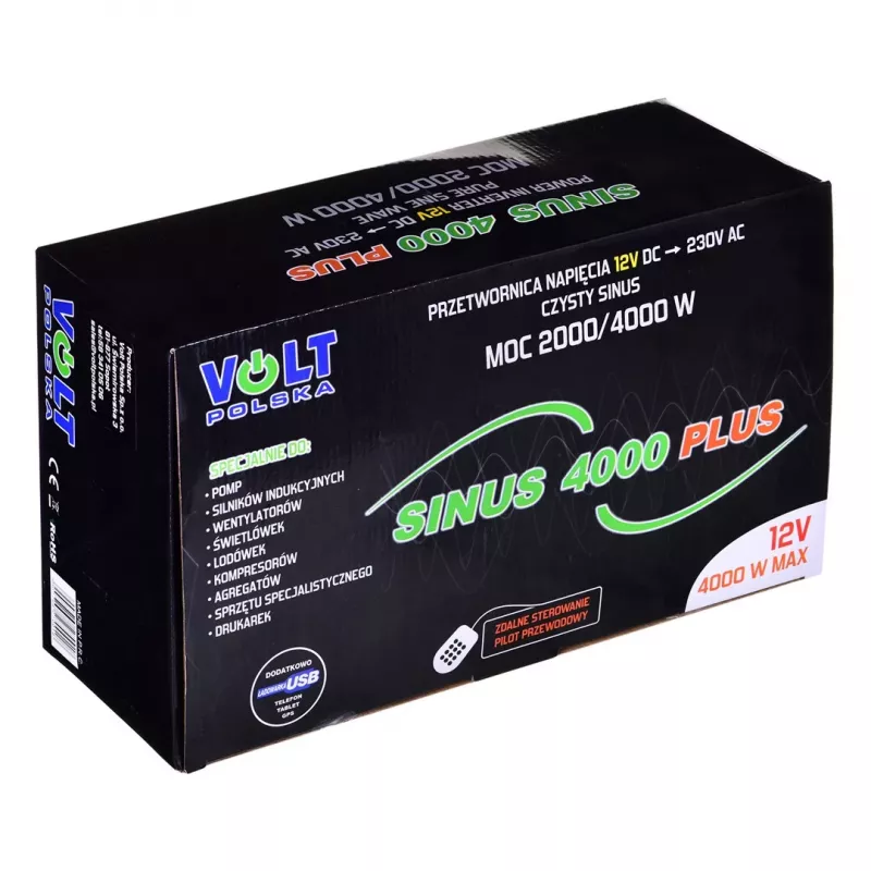Volt Polska Sinus Plus 4000 12/230 V Inversor de onda sinusoidal pura, 2000 W contínuos / 4000 W de pico