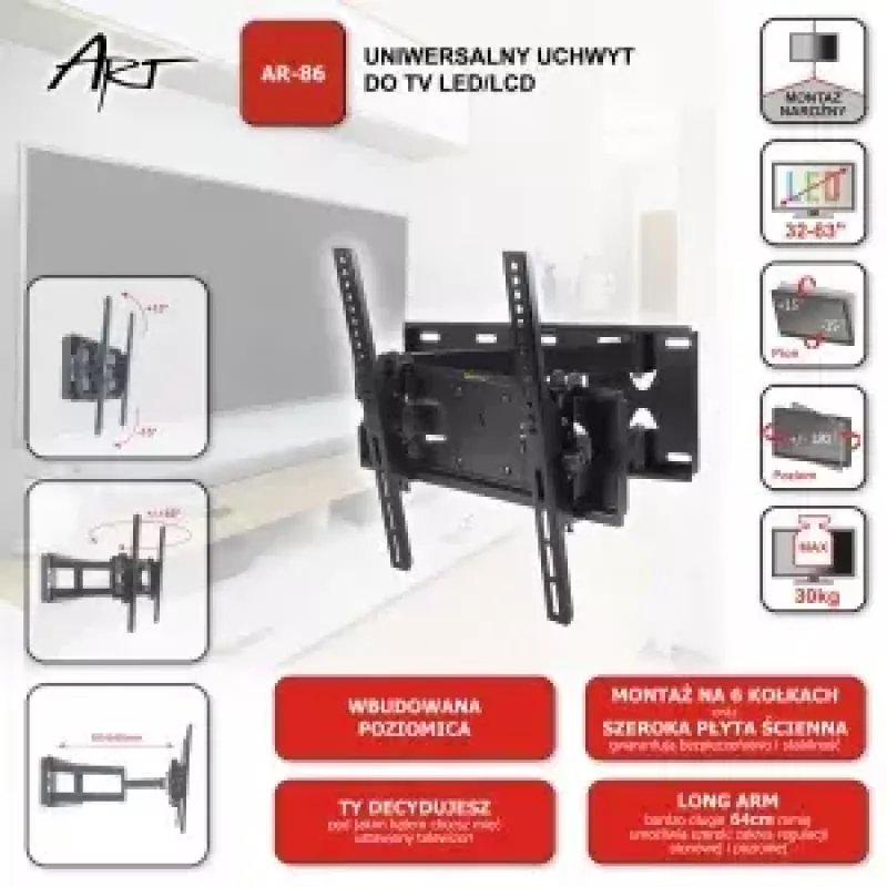 Suporte de parede para TV ART AR-86, suporte de parede para televisor, modelo AR-86