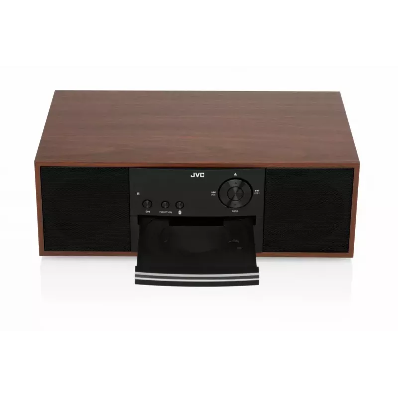Mini-cadeia de música JVC RD-E761, 2x8 W RMS, Bluetooth 4.2, USB, CD, FM, caixa em madeira, preto