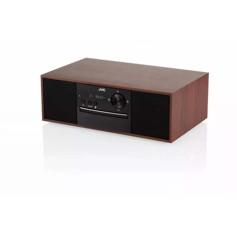 Mini-cadeia de música JVC RD-E761, 2x8 W RMS, Bluetooth 4.2, USB, CD, FM, caixa em madeira, preto