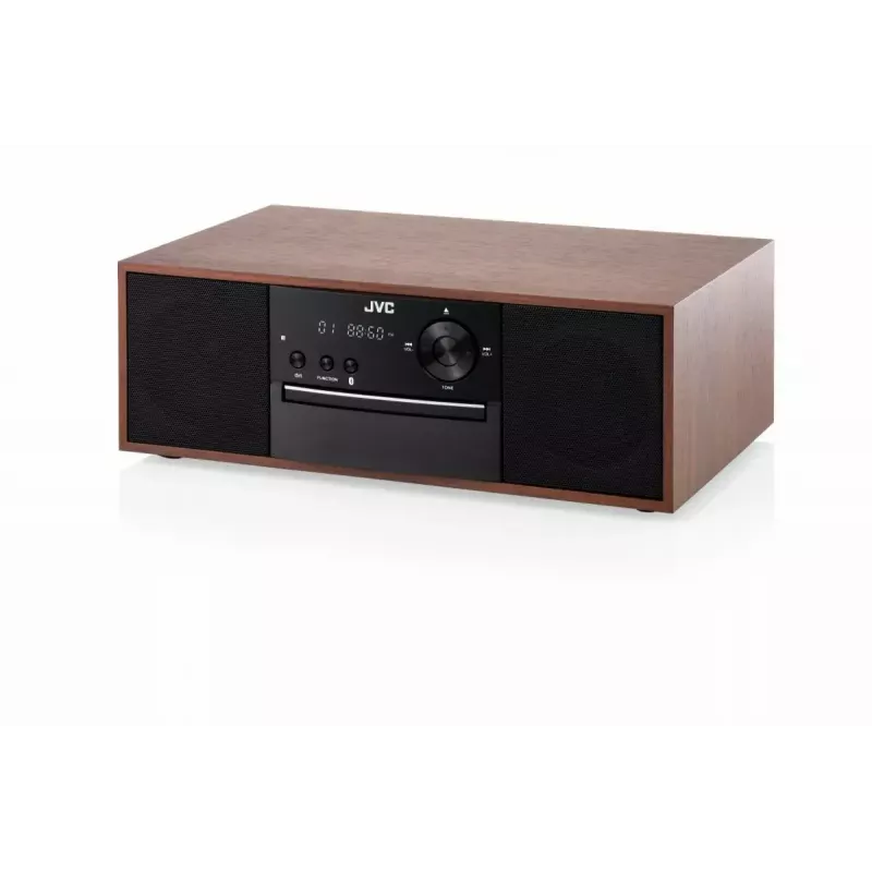 Mini-cadeia de música JVC RD-E761, 2x8 W RMS, Bluetooth 4.2, USB, CD, FM, caixa em madeira, preto