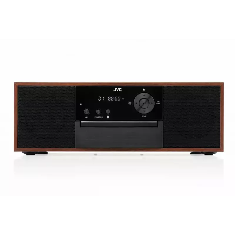 Mini-cadeia de música JVC RD-E761, 2x8 W RMS, Bluetooth 4.2, USB, CD, FM, caixa em madeira, preto