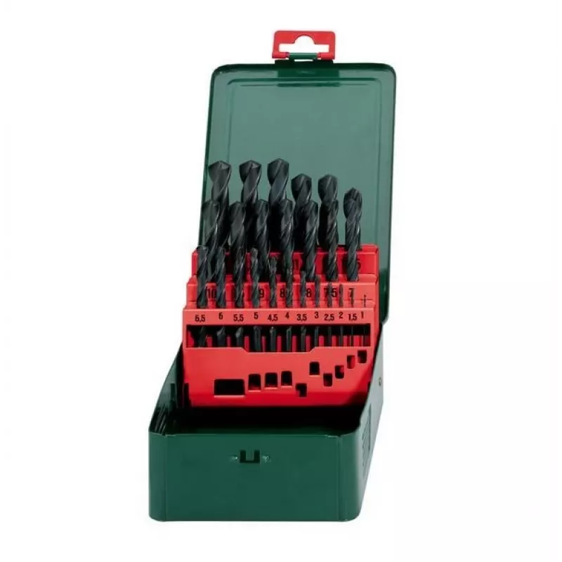 Metabo 627152000 Conjunto de brocas helicoidais para metal HSS, 25 peças, DIN 338