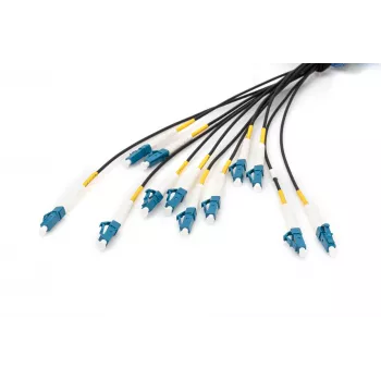 Cabo breakout universal de fibra ótica pré-montado Digitus monomodo OS2 12 fibras LC/UPC 100m