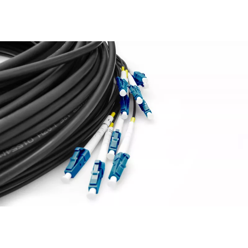 Cabo breakout universal de fibra ótica pré-montado Digitus monomodo OS2 12 fibras LC/UPC 100m