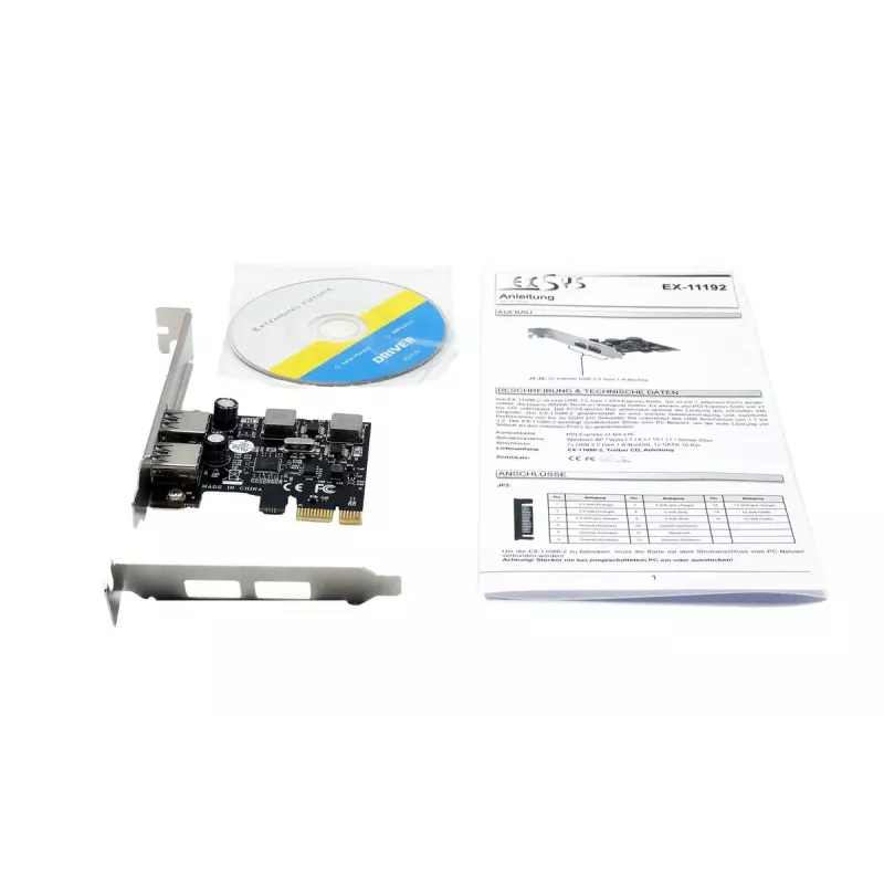 EXSYS Placa PCIe USB 3.2 Gen 1 de 2 portas 3A Renesas