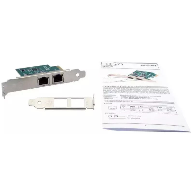 Placa de rede Ethernet interna EXSYS EX-60102 1000 Mbit/s PCI Express com fios