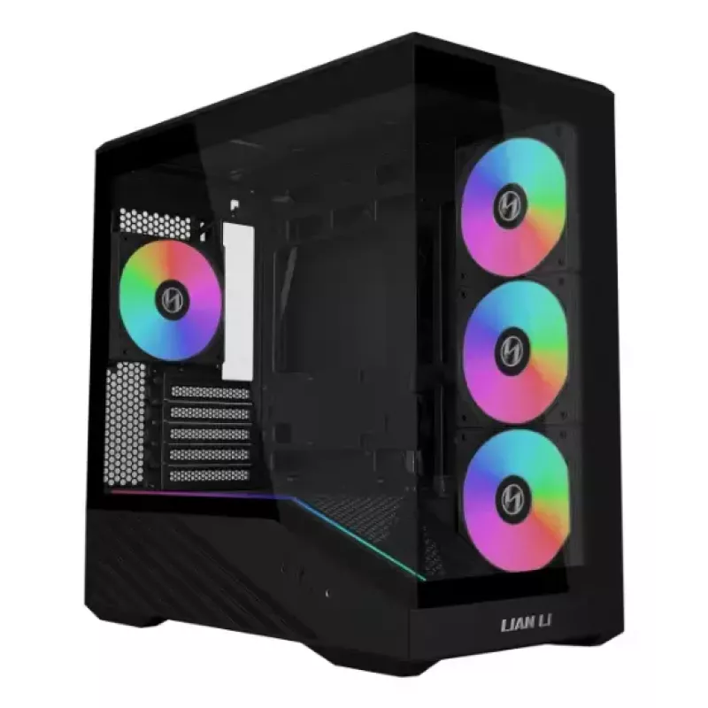 Caixa de PC Mini-Tower Lian Li Vector V100R MINI — Mini-ITX/Micro-ATX, vidro temperado, 3x120mm lateral + 1x120mm ventoinha traseira, 2x 2,5 polegadas + 1x 3,5 polegadas baías, preto