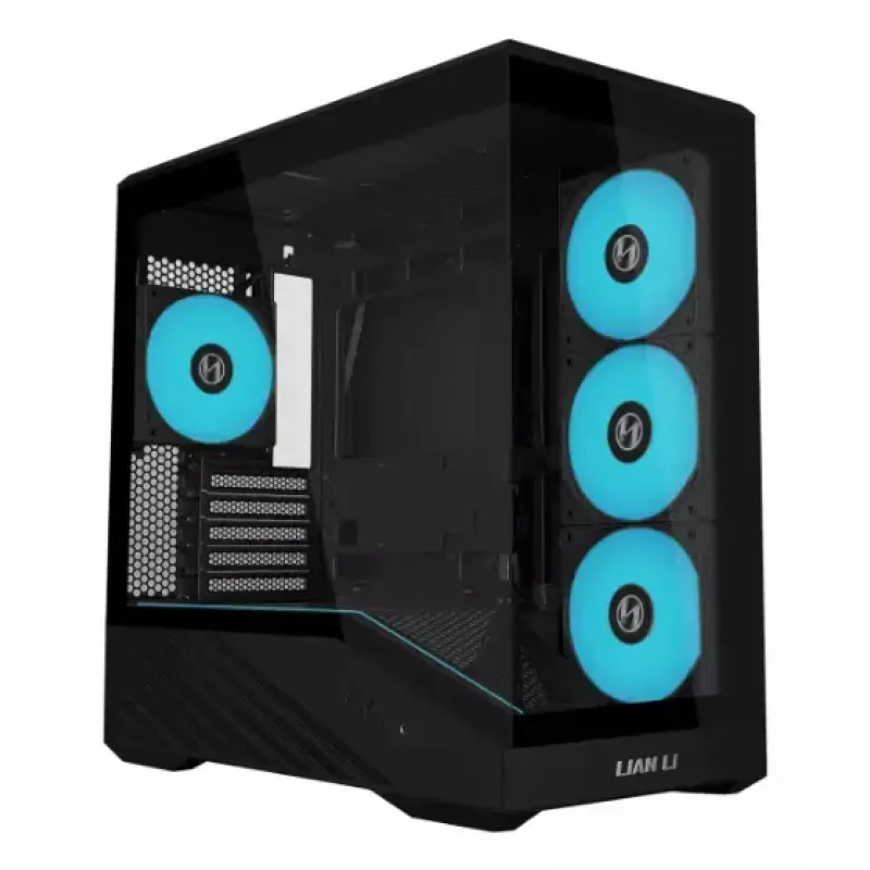 Caixa de PC Mini-Tower Lian Li Vector V100R MINI — Mini-ITX/Micro-ATX, vidro temperado, 3x120mm lateral + 1x120mm ventoinha traseira, 2x 2,5 polegadas + 1x 3,5 polegadas baías, preto