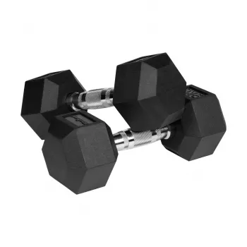 Halteres de ferro fundido emborrachados HEX 2x9 kg REBEL ACTIVE