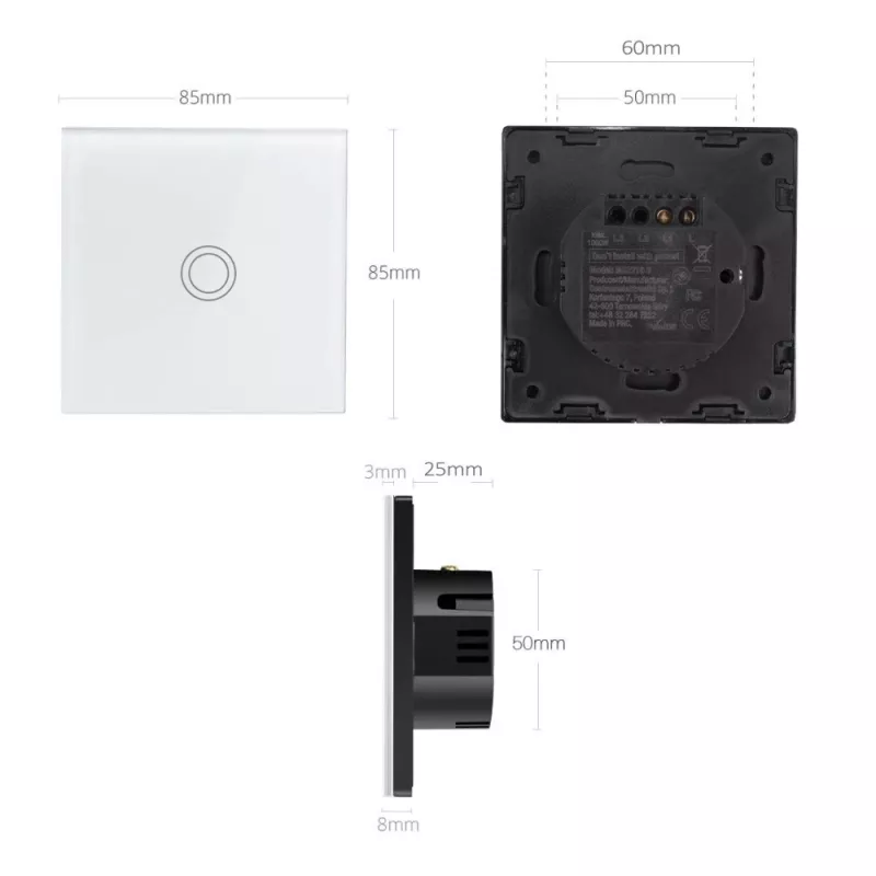 Interruptor de luz tátil Wi‑Fi inteligente MACLEAN MCE715W — operação tátil, conectividade Wi‑Fi