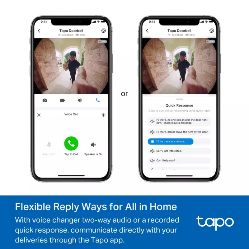 TP-Link Tapo Campainha com Câmara 1 × D235, 1 × D100C