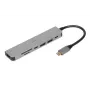 Docking hub IBOX IUH3SL4K USB Type-C 5 Gbit/s, HDMI 4K@30Hz, PD até 100 W, 2x USB-A, 2x USB-C, leitor de cartões, Prateado
