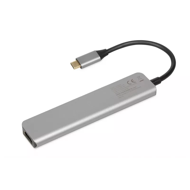 Docking hub IBOX IUH3SL4K USB Type-C 5 Gbit/s, HDMI 4K@30Hz, PD até 100 W, 2x USB-A, 2x USB-C, leitor de cartões, Prateado
