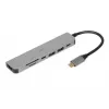 Docking hub IBOX IUH3SL4K USB Type-C 5 Gbit/s, HDMI 4K@30Hz, PD até 100 W, 2x USB-A, 2x USB-C, leitor de cartões, Prateado