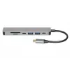 Docking hub IBOX IUH3SL4K USB Type-C 5 Gbit/s, HDMI 4K@30Hz, PD até 100 W, 2x USB-A, 2x USB-C, leitor de cartões, Prateado