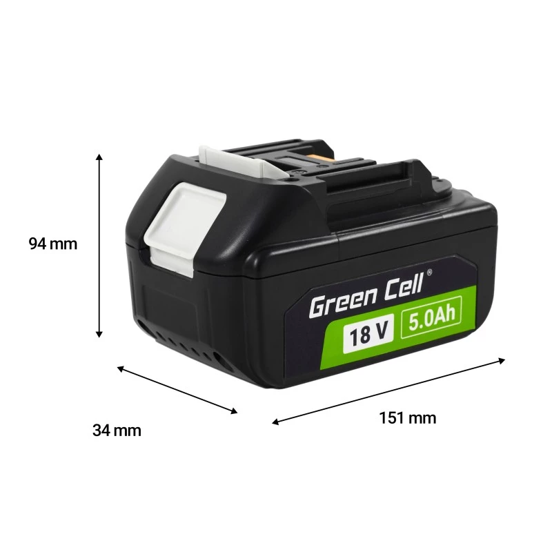 Bateria Green Cell PTMA18V5 iões de lítio 5Ah 600g