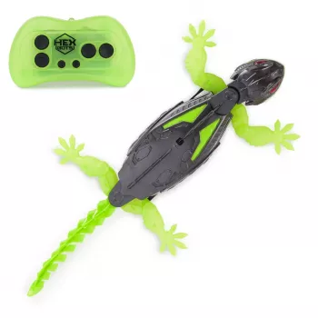 HEX BOTS | Robô lagarto gecko RC interativo de parede | Verde/Cinzento