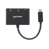 Dock/Hub USB-C Manhattan, Portas (x3): HDMI, USB-A e USB-C, 5 Gbit/s (USB 3.2 Gen1 também conhecido como USB 3.0), com Power Delivery (60W) para a porta USB-C (Nota: fonte de alimentação USB-C adicional e USB-