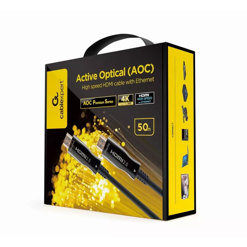 Cabo HDMI Gembird CCBP-HDMI-AOC-50M-02 50 m, HDMI tipo A, HDMI 2.0, 18 Gbit/s, preto