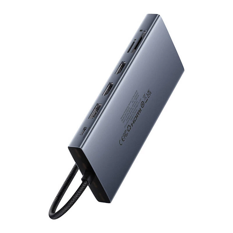 Hub 13in1 Baseus PortalJoy USB-C para HDMI+DP+VGA+C+USB+PD+RJ45+SD/TF+3,5mm (cinzento)