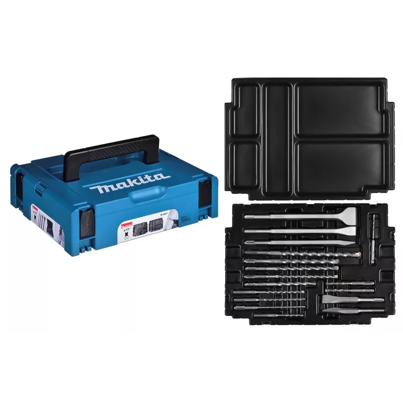 CONJUNTO DE BROCAS SDS + CINZÉIS MAKITA 17 peças EM MALA MAKPAC