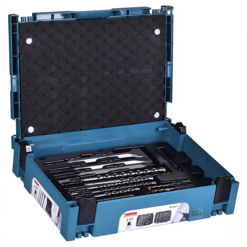 CONJUNTO DE BROCAS SDS + CINZÉIS MAKITA 17 peças EM MALA MAKPAC