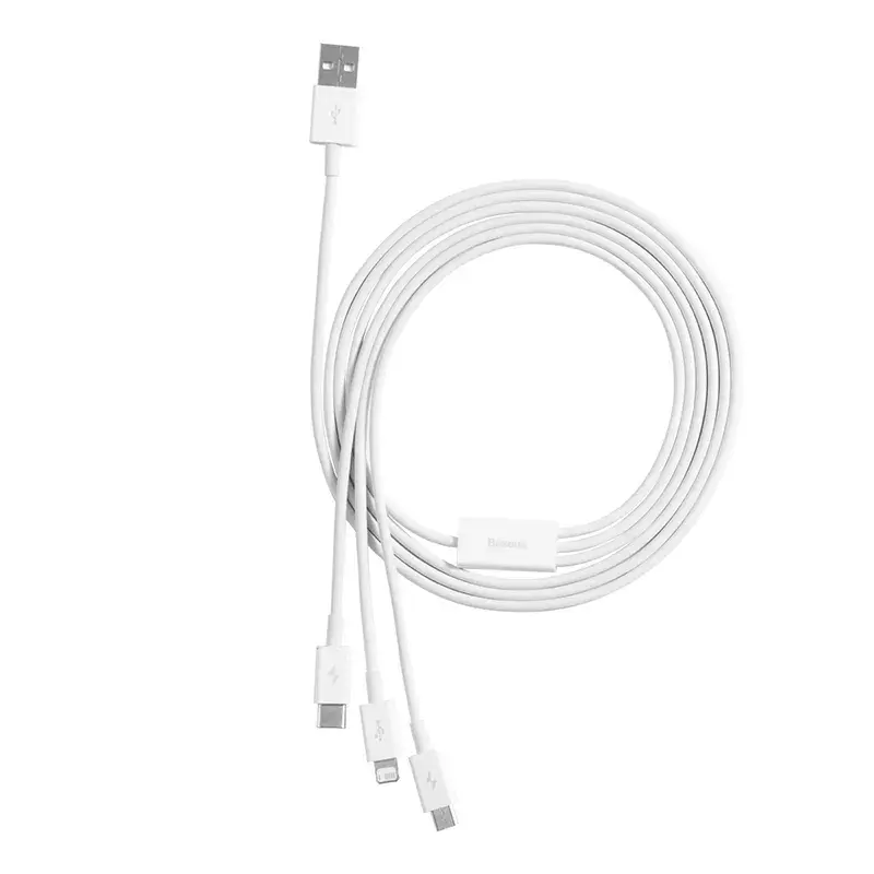 Cabo USB Baseus Superior USB 2.0 1,5 m USB A USB C/Micro USB A/Lightning branco