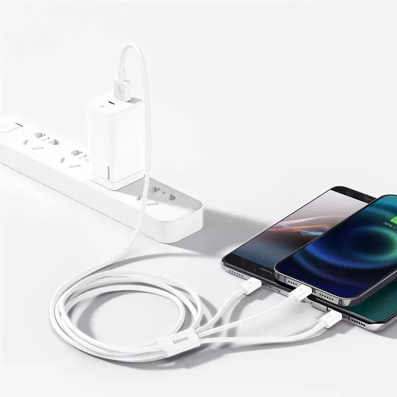 Cabo USB Baseus Superior USB 2.0 1,5 m USB A USB C/Micro USB A/Lightning branco