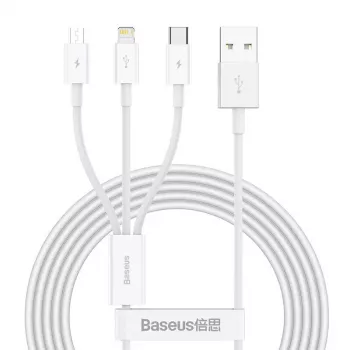 Cabo USB Baseus Superior USB 2.0 1,5 m USB A USB C/Micro USB A/Lightning branco