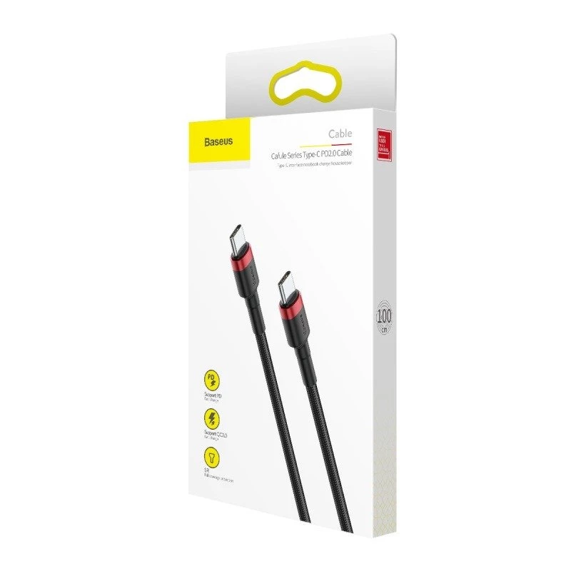 Cabo USB Baseus Cafule 2m USB-C preto vermelho
