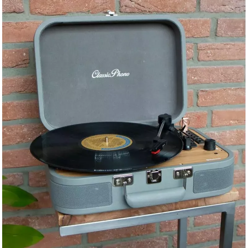 Gira-discos maleta Lenco TT-116GR leitor de vinil portátil com Bluetooth 5.0, USB, AUX, altifalantes incorporados, 4W, suporta discos de 7/10/12 polegadas