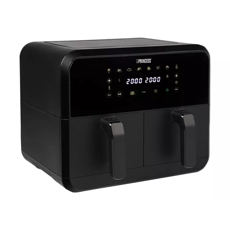 Fritadeira de ar Princess 1.182068.01.001 fritadeira de ar quente de câmara dupla 8 L 2400 W 220 °C Touch LED (preto)