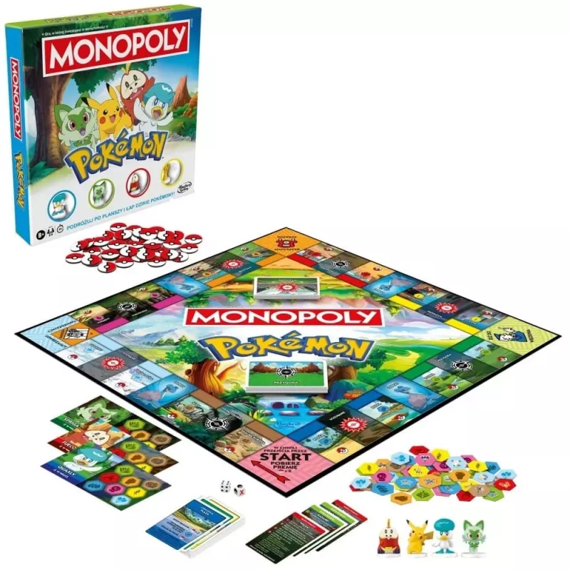 Jogo de tabuleiro HASBRO Monopoly Pokémon (edição polaca) – jogo de tabuleiro familiar, conjunto de coleção temático