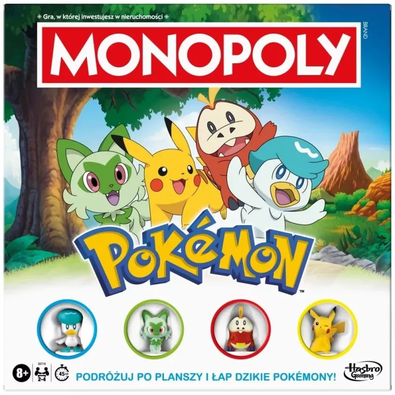 Jogo de tabuleiro HASBRO Monopoly Pokémon (edição polaca) – jogo de tabuleiro familiar, conjunto de coleção temático